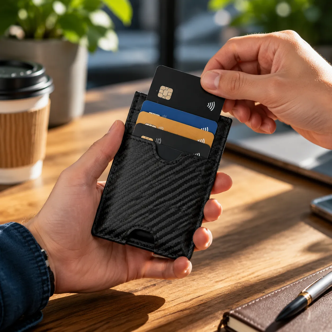rfid blocking card durable slim wallet insert with 13.56 MHz shielding and waterproof composite matrix