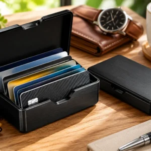 RFID blocking card box aluminum hard case for credit cards and contactless skimming protection