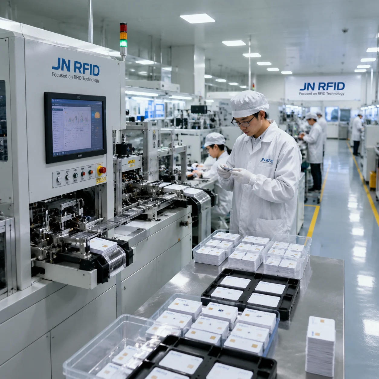 B2B RFID OEM process workflow diagram from initial engineering review to international logistics
