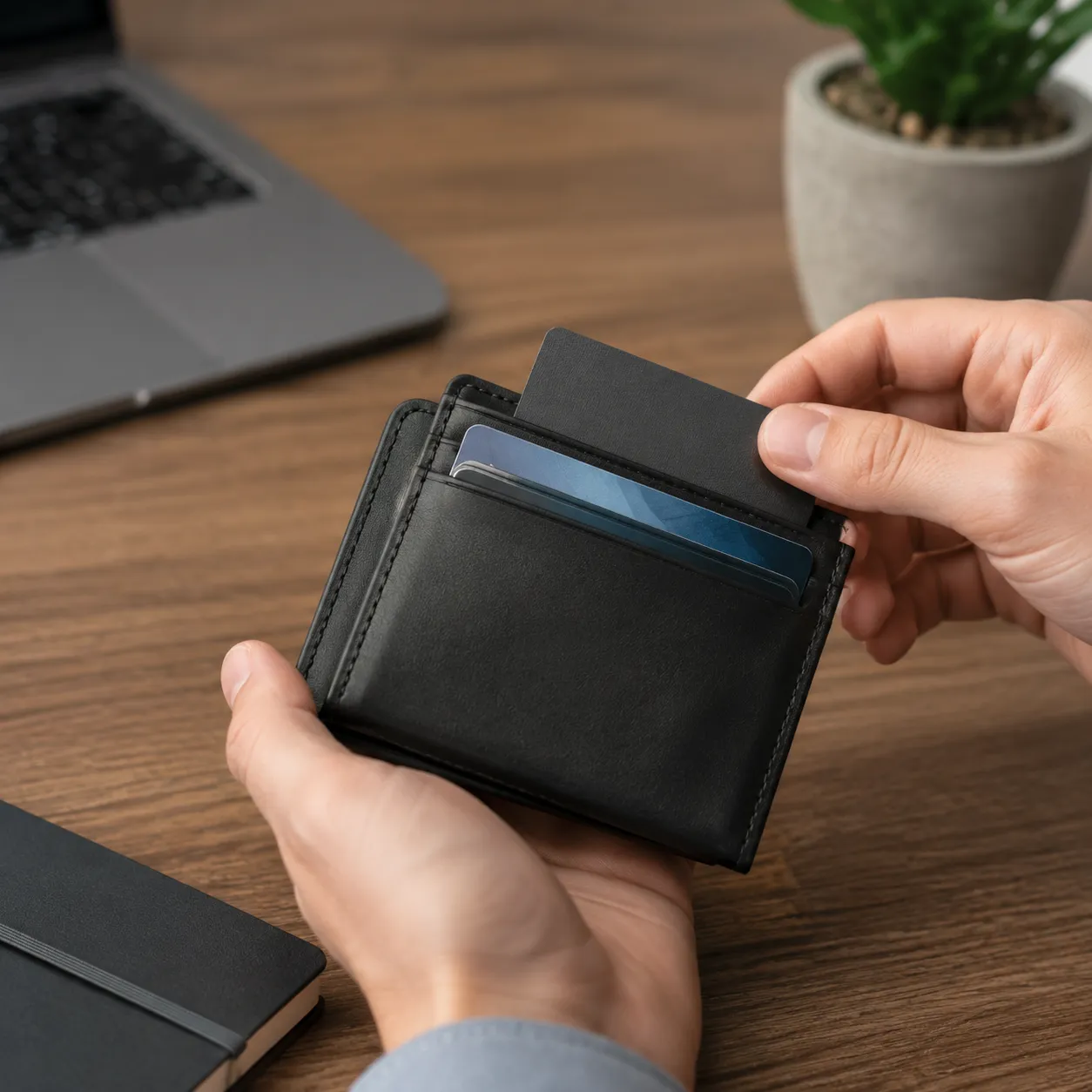 Slim leather and carbon fiber RFID blocking wallet styles for everyday carry