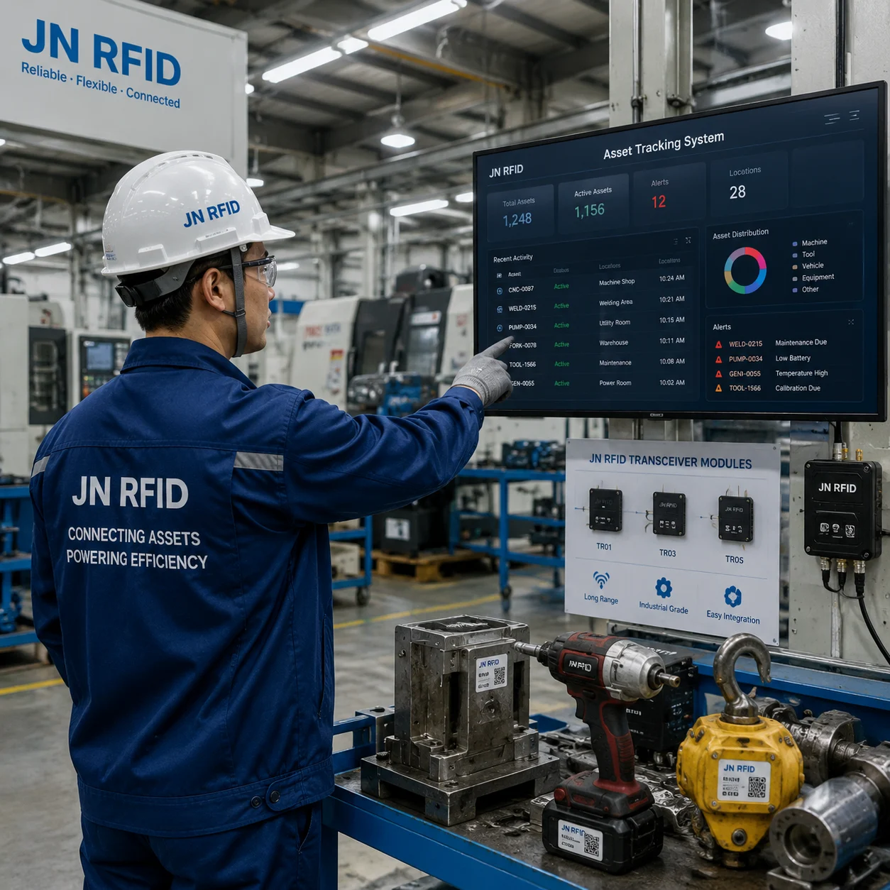 Industrial asset and tool tracking RFID module