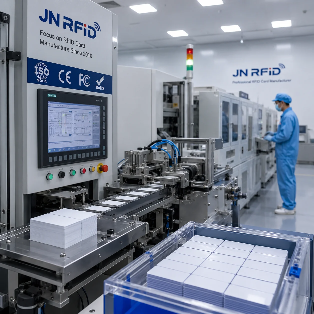 ISO 9001, CE, FCC, and RoHS certified access control secure RFID card manufacturing facility