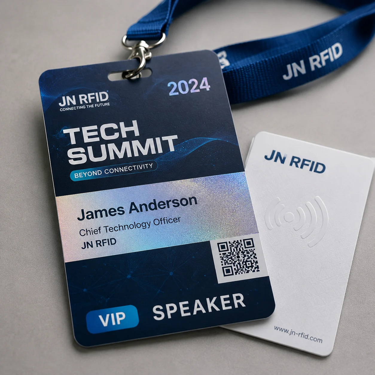 JN RFID event badge and conference credential manufacturing