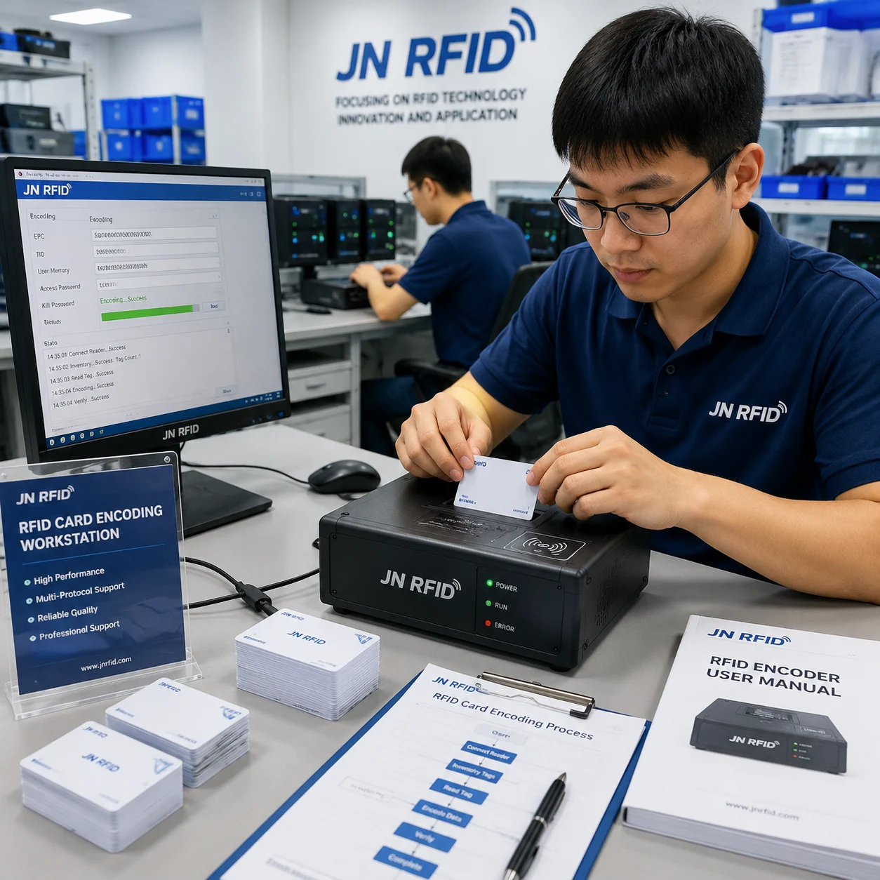 JN RFID professional pre-programming and technical encoding workflow