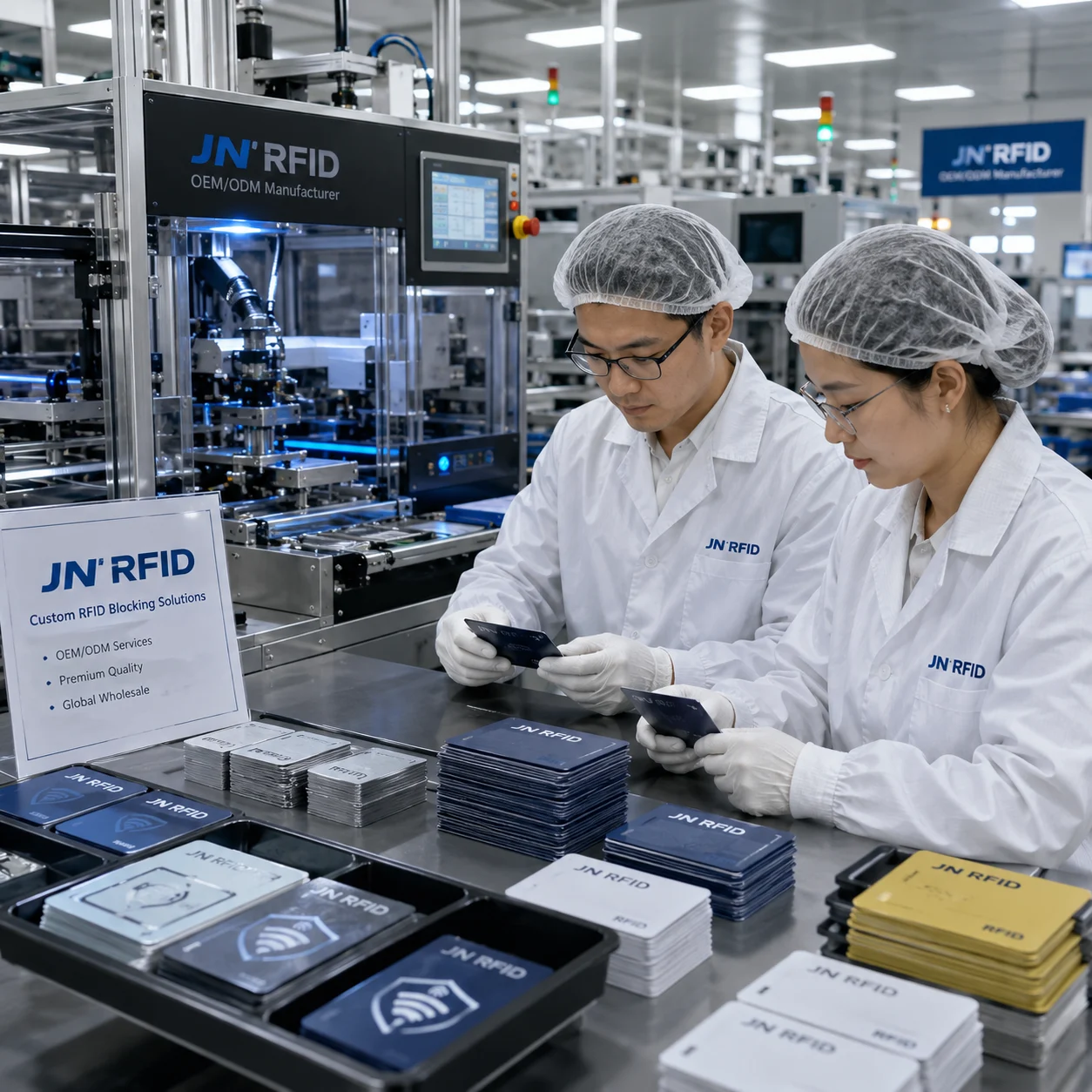 JN RFID wholesale ordering and custom OEM manufacturing workflow diagram