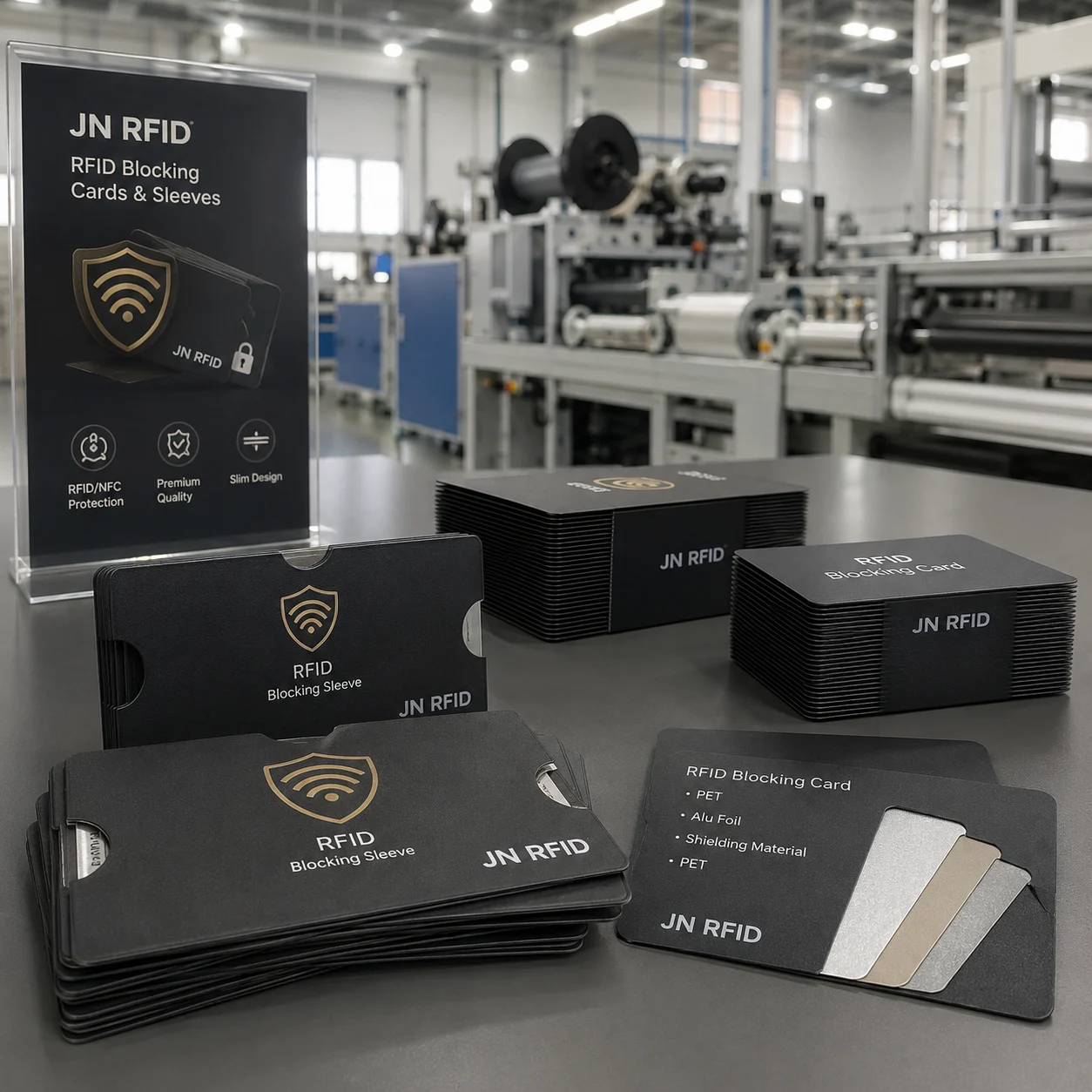 RFID blocking cards and data privacy protection sleeves