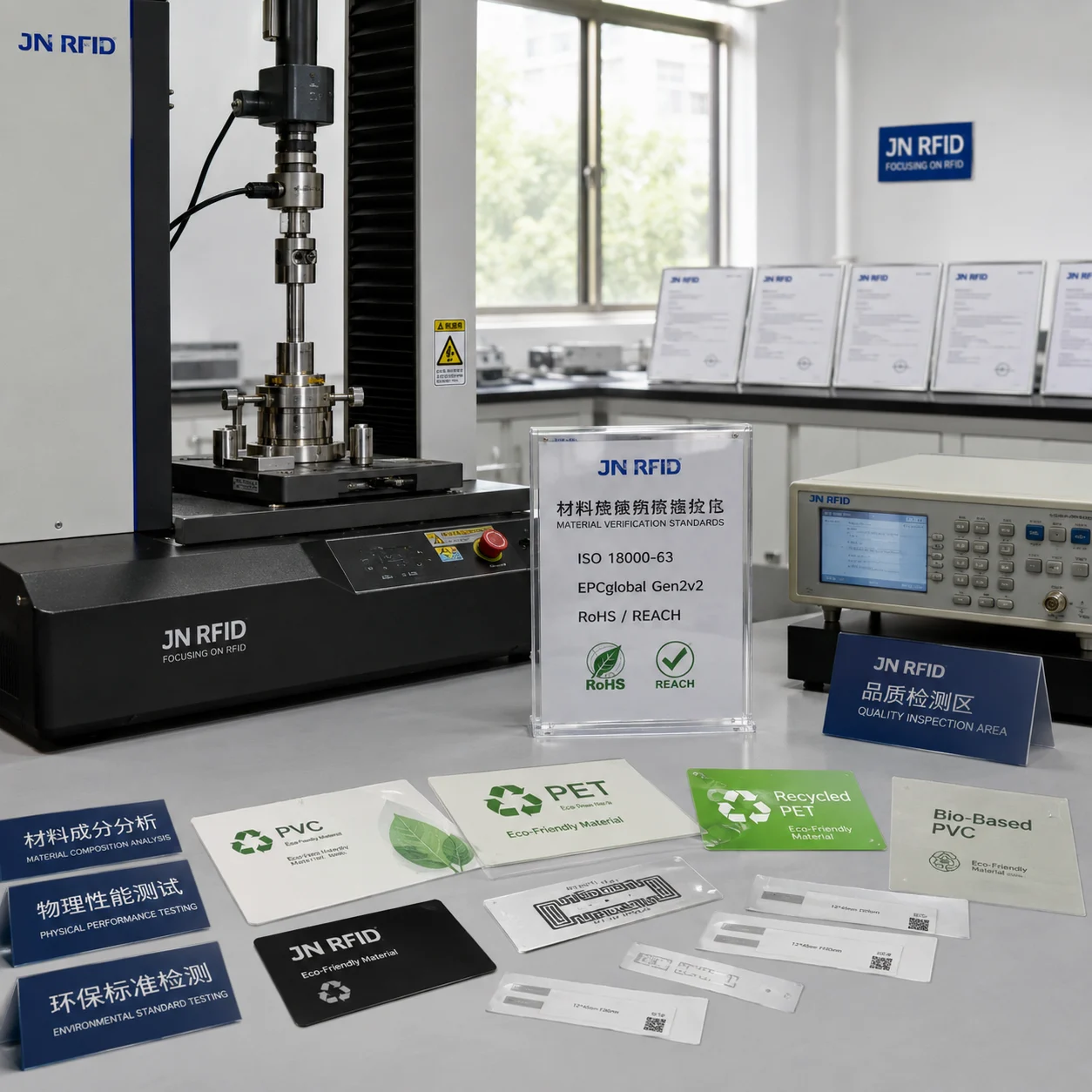 RFID material testing and compliance verification