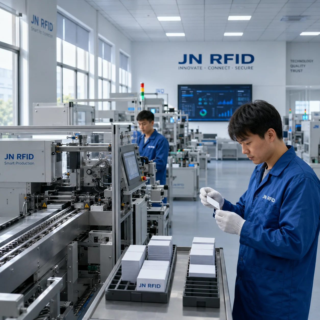 RFID project intake and factory manufacturing process step illustration