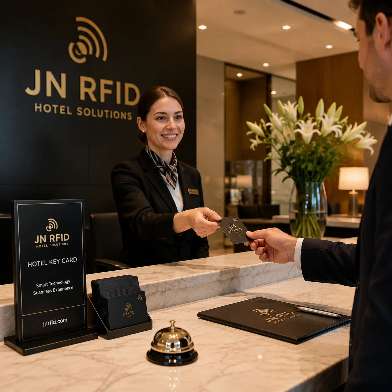 Simple logo and hotel info card