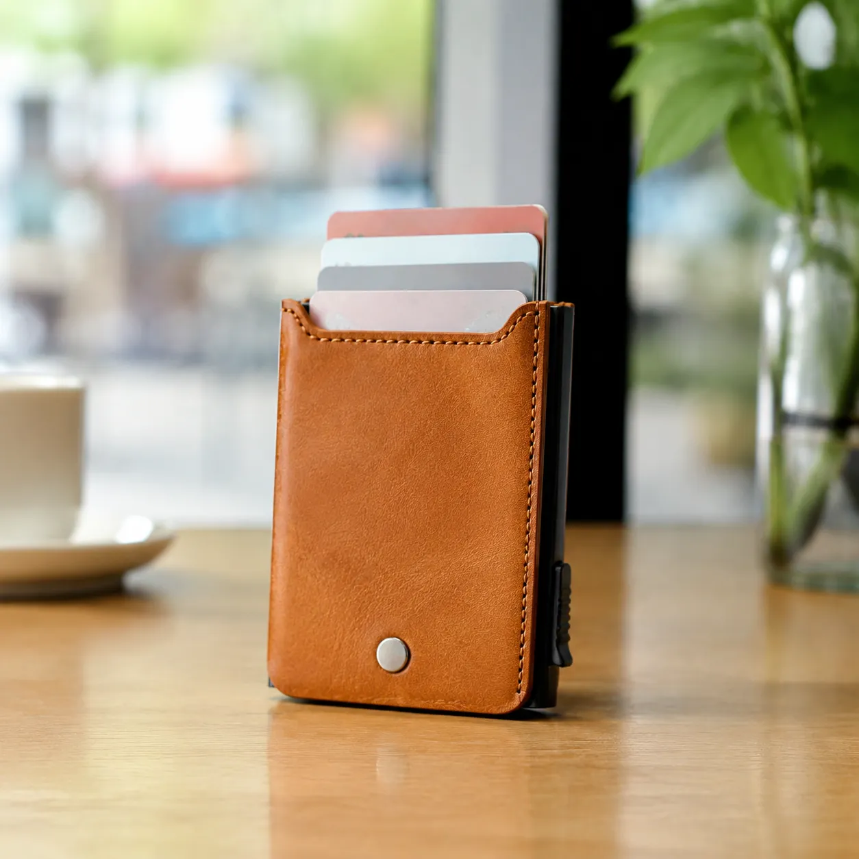 women's rfid leather and aluminum anti-theft wallet